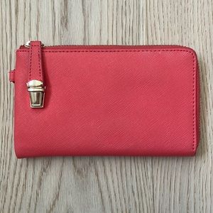Danier Leather Wallet- Coral & Gold